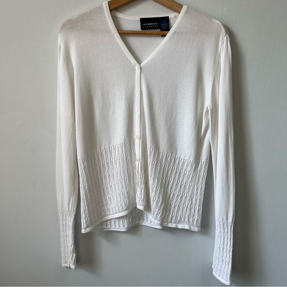 Liz Claiborne Sweaters - Liz Claiborne Liz Sport White Long Sleeve Cardigan, Size M